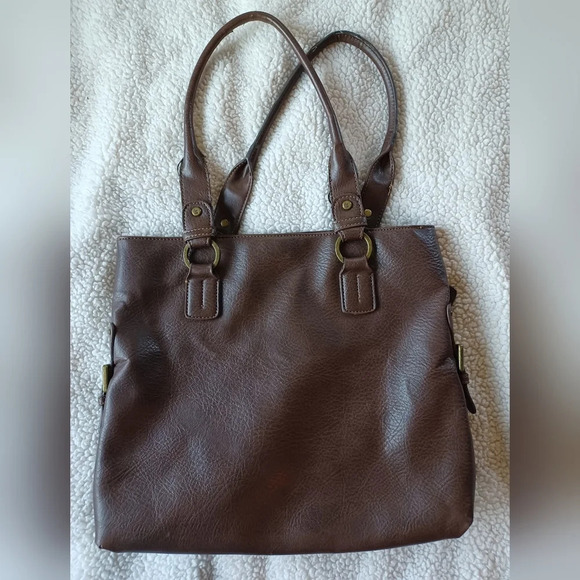 🍒 Liz Claiborne Leather Saddle Satchel Bag Purse - Picture 2 of 8